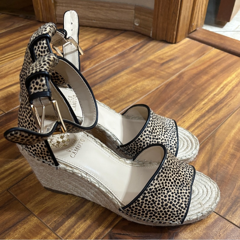 Vince Camuto Leera Leopard Print Wedge Sandals